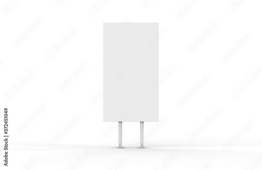 Outdoor and indoor advertising stand banner, mock up on isolated white background, 3d illustration Outdoor and indoor advertising stand banner, mock up on isolated white background, 3d illustration