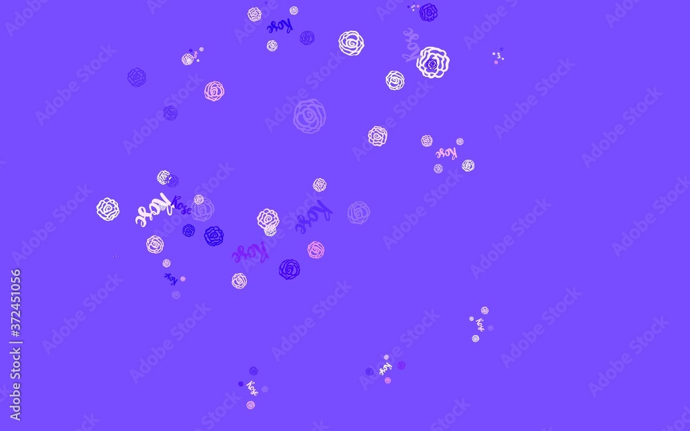 Light Pink, Blue vector natural artwork with flowers, roses. Light Pink, Blue vector natural artwork with flowers, roses.