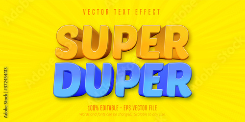 Super duper text, cartoon style editable text effect photo