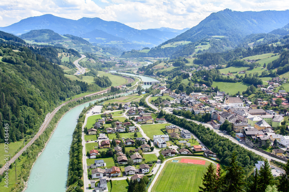 aerial view of the city Werfen