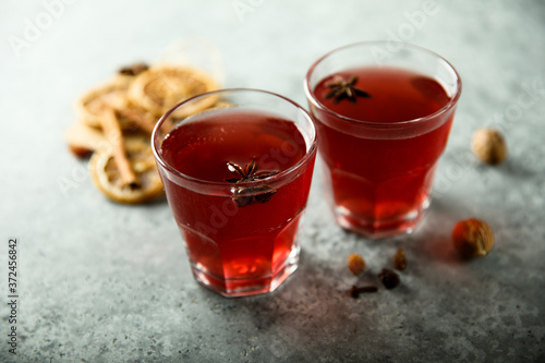 Traditional homemade punch or mulled wine