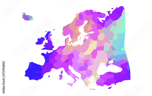 Europe colorful vector map silhouette