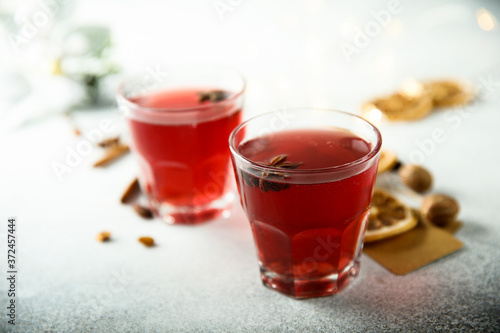 Traditional homemade punch or mulled wine
