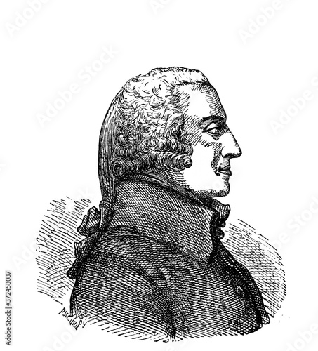 Foto Adam Smith, was a Scottish economist and philosopherin the old book Encyclopedic dictionary by A