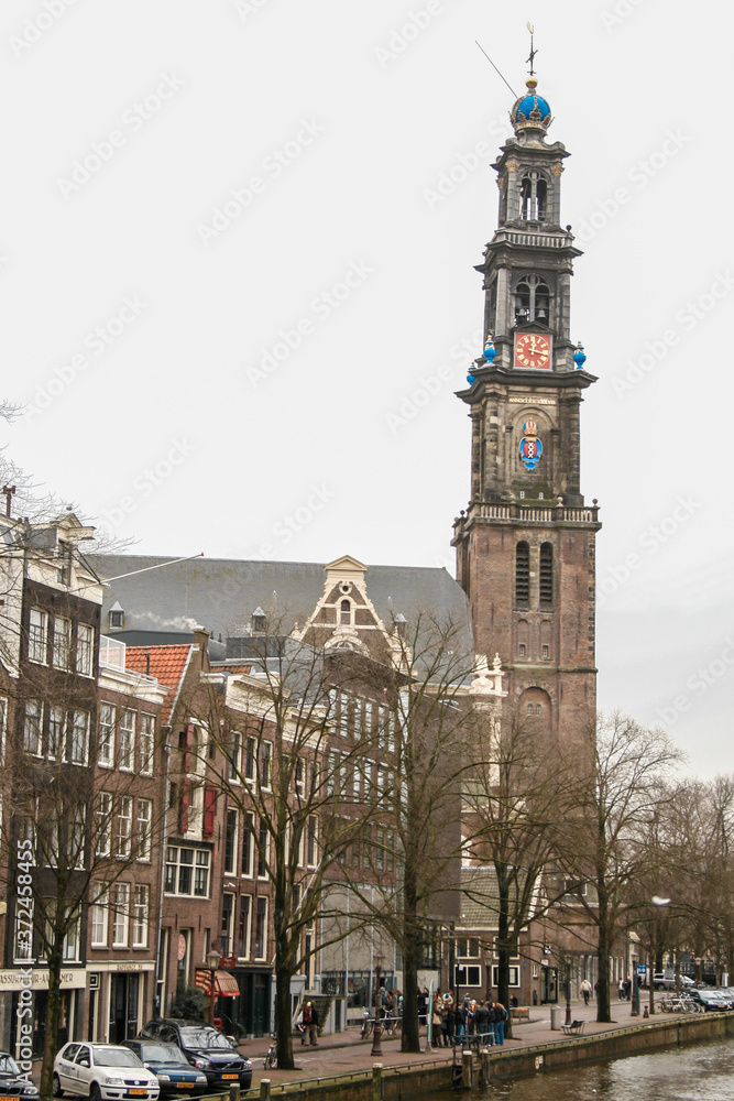 Fototapeta premium Westerkerk the Church of the West most important Protestant church in Holland, where is the tomb of Rembrandt and his son