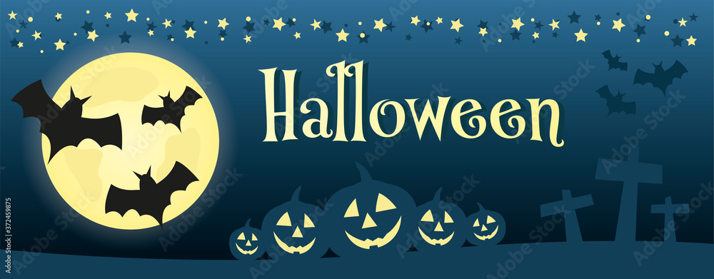 halloween full moon banner design