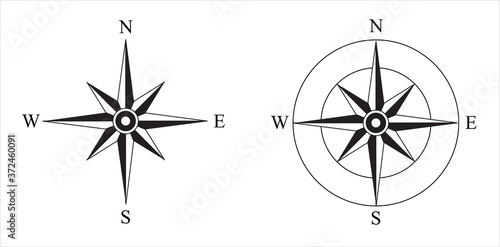 Wind Rose. Vector compass on an isolated background. Direction North, West, South, East. Vector symbol.	