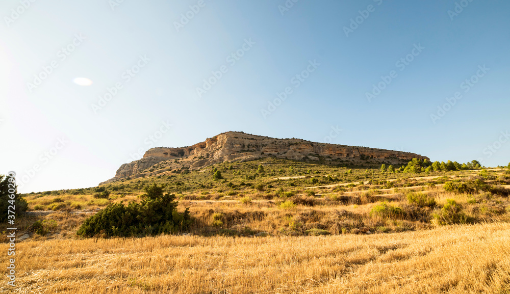 Mountain eroded by water and wind in the region of Los Campos de San Juan, Moratalla, Murcia, Spain
