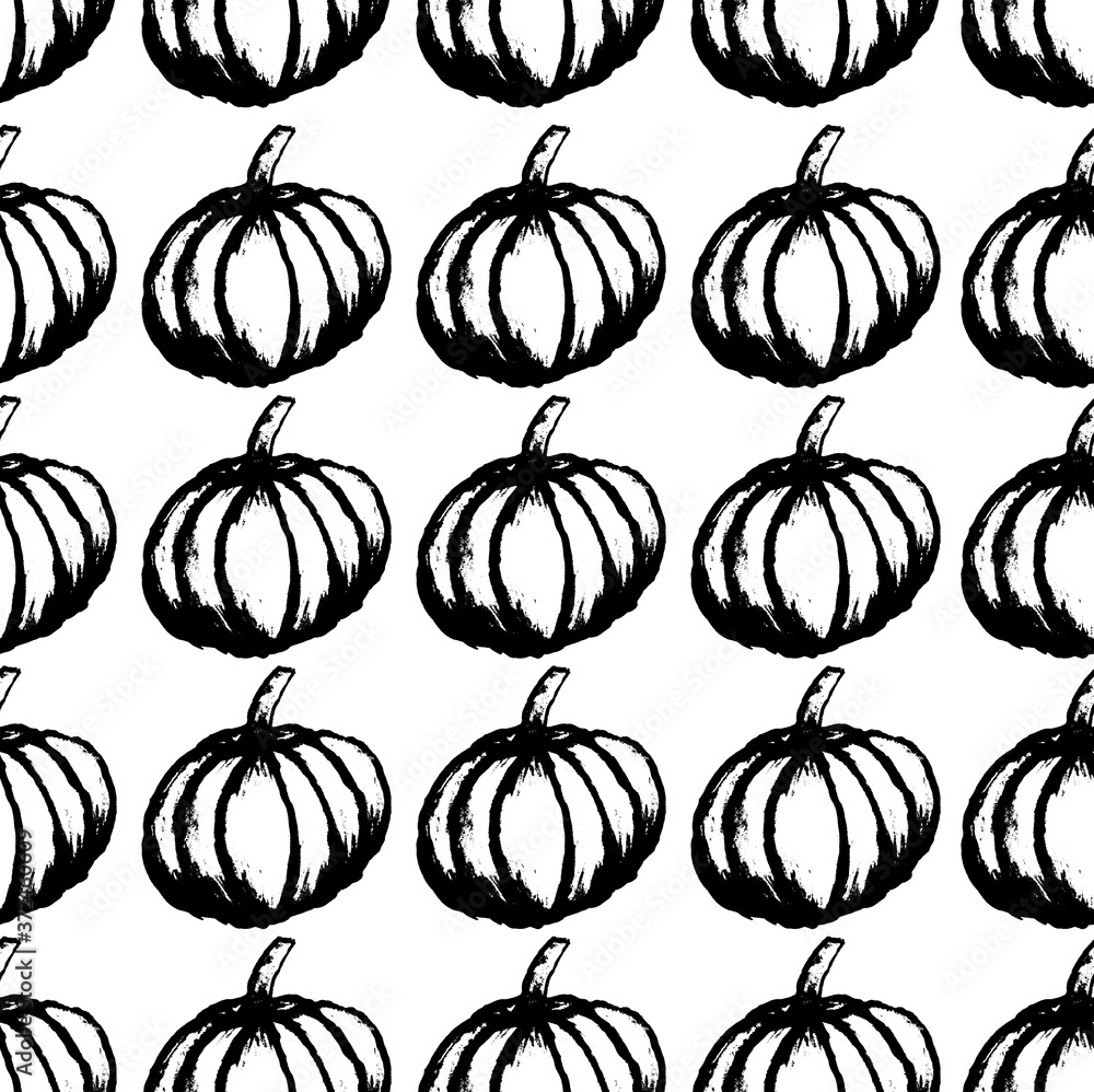 Pumpkins on white background as halloween graphic pattern wallpaper  