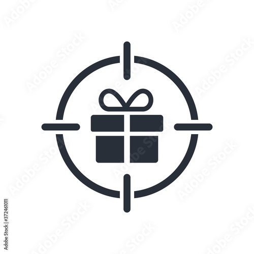 Target and prise. Vector icon isolated on white background.