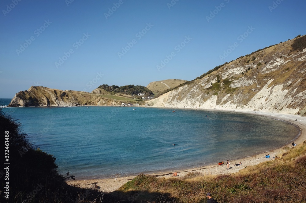 A calm  Lulworth Cove on the Jurassic Coast, Dorset, UK