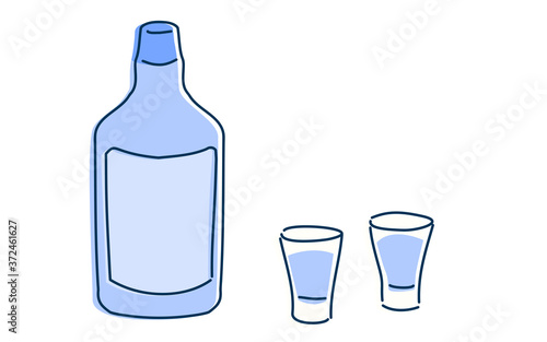 ウィスキーをショットグラスで二人で飲むイメージイラスト