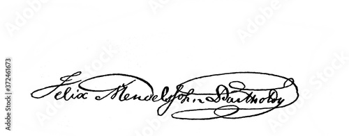 Felix Mendelssohn's signature in the old book Biographies of famous composers by A. Ilinskiy, Moscow, 1904