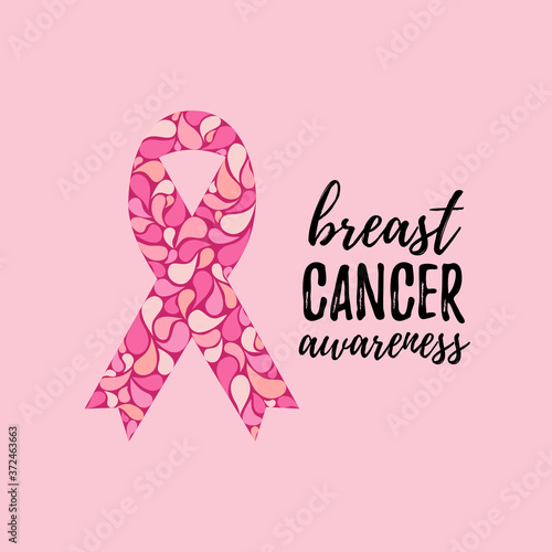 Breast cancer pink ribbon awareness month vector graphic illustration