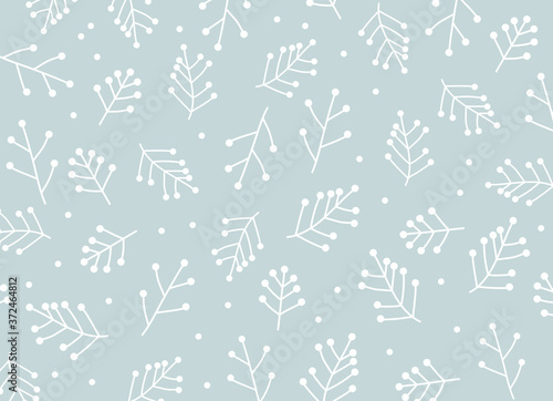 Pastel  Christmas pattern. Vector  spruce branches christmas pattern.