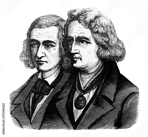 Brothers Grimm, Jacob Ludwig Karl Grimm and Wilhelm Carl Grimm , were German authors in the old book Encyclopedic dictionary by A. Granat, vol. 3, S. Petersburg, 1896