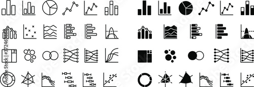 A Set of Chart Diagram Data Icons Illustrations