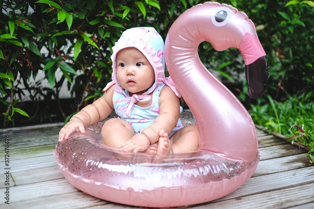 Baby girl swimming top costume with floats