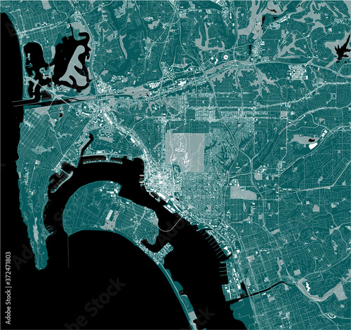 map of the city of San Diego, California, USA