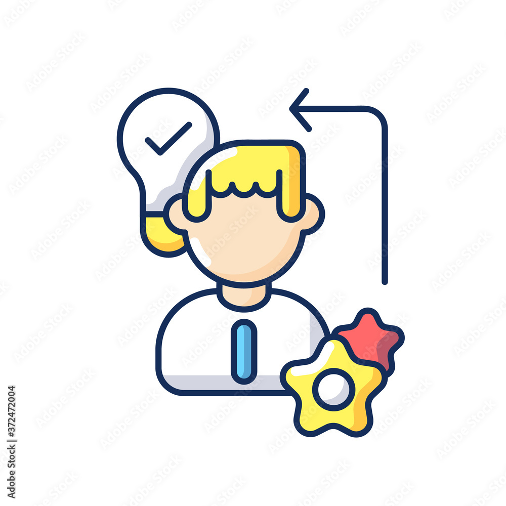 Diligence RGB color icon. Creative thinking, self improvement skills, personal growth. Startup development, business planning. Isolated vector illustration Diligence RGB color icon. Creative thinking, self improvement skills, personal growth. Startup development, business planning. Isolated vector illustration