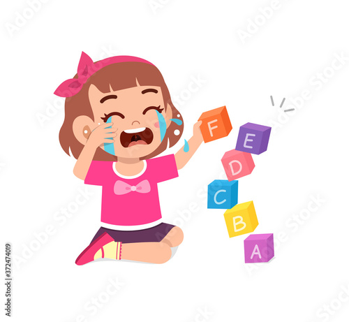 sad little kid boy and girl cry loud