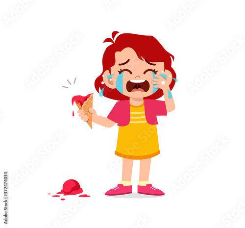 sad little kid boy and girl cry loud