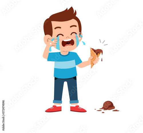 sad little kid boy and girl cry loud