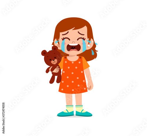 sad little kid boy and girl cry loud