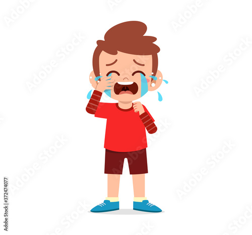 sad little kid boy and girl cry loud