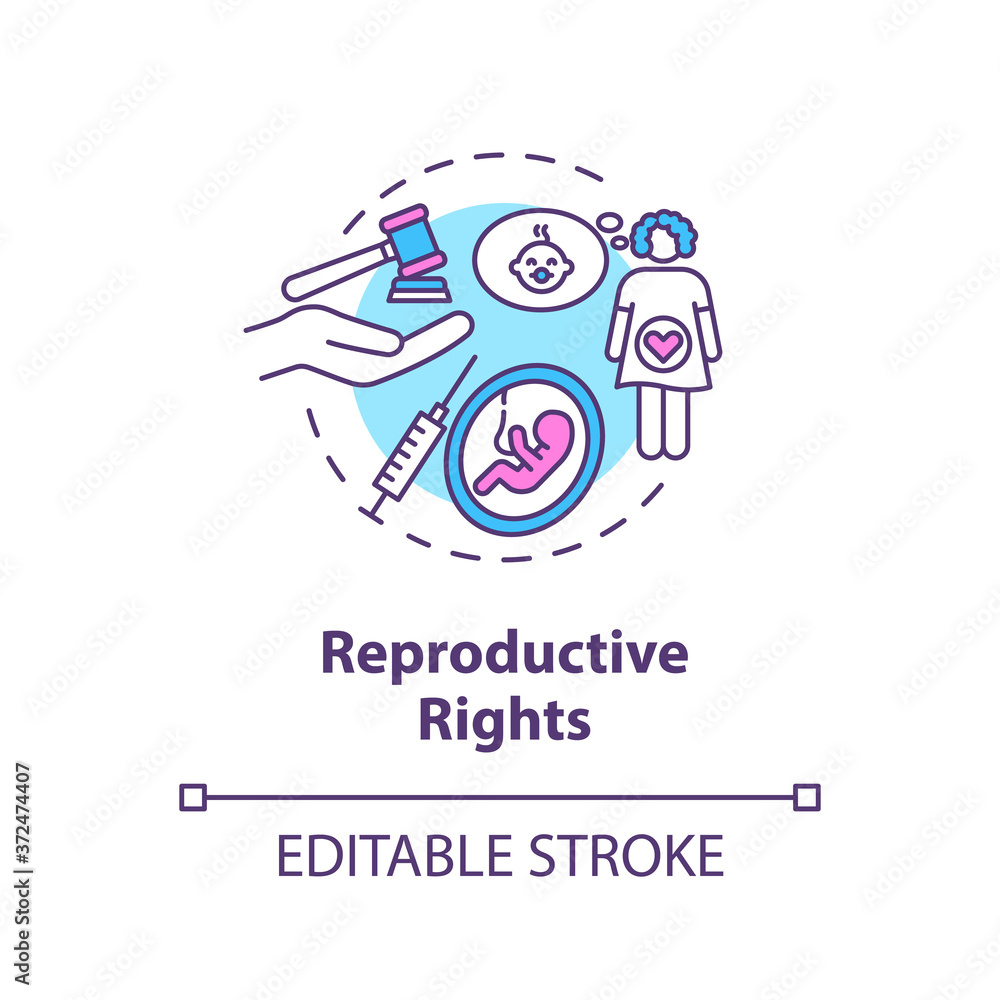 Reproductive rights concept icon. Childbirth, pregnancy idea thin line ...