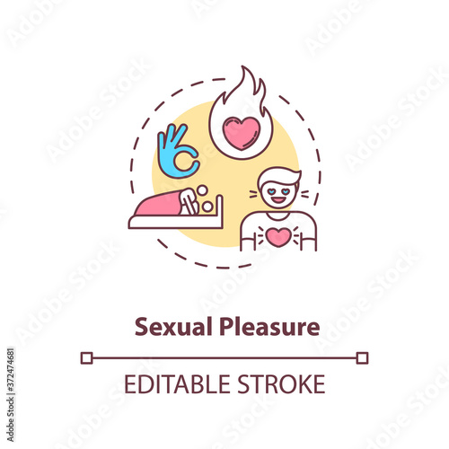 Sexual pleasure concept icon. Physical attraction, human biology, intimacy. Sex education, reproduction idea thin line illustration. Vector isolated outline RGB color drawing. Editable stroke
