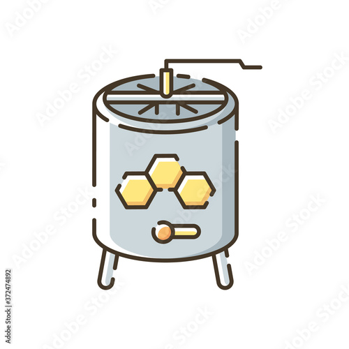 Honey extractor RGB color icon. Professional beekeeper tool. Apiculture. Mechanical device for honey extraction from honeycombs. Isolated vector illustration
