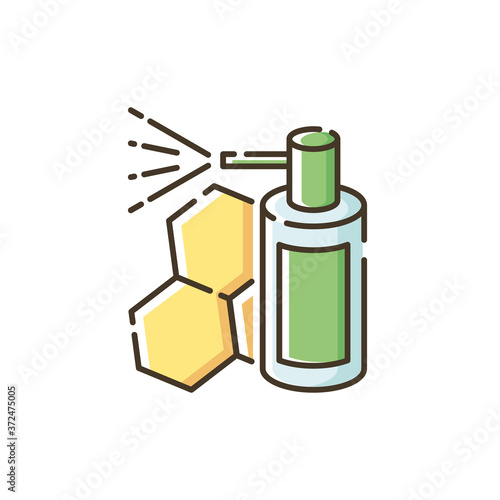 Propolis mouth spray RGB color icon. Organic medicine, natural bee product. Healthcare, apiculture business. Throat aerosol bottle isolated vector illustration