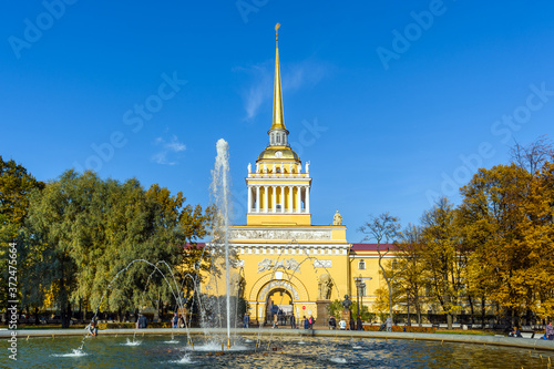 Autumn city, Admiralty building, St Petersburg, Russia