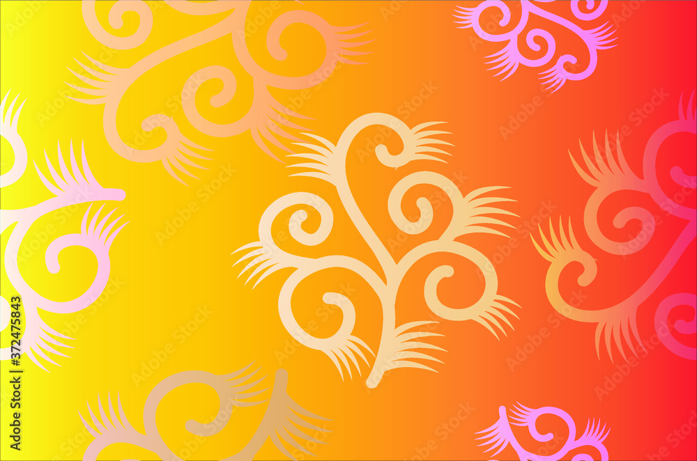 Indonesian batik motifs with very distinctive plant patterns, Vector  EPS 10