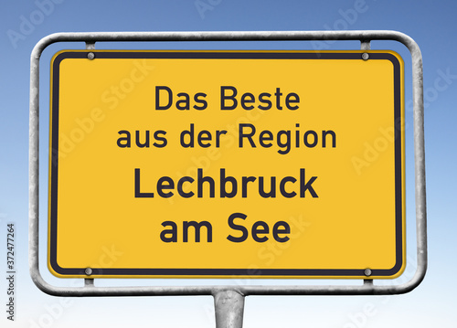 Ortswerbeschild „Das Beste aus der Region Lechbruck am See“ photo