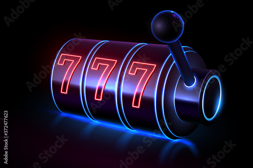 Neon light slot casino machine