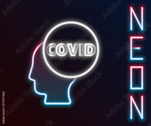 Glowing neon line Corona virus covid-19 icon isolated on black background. Bacteria and germs, cell cancer, microbe, fungi. Colorful outline concept. Vector Illustration.
