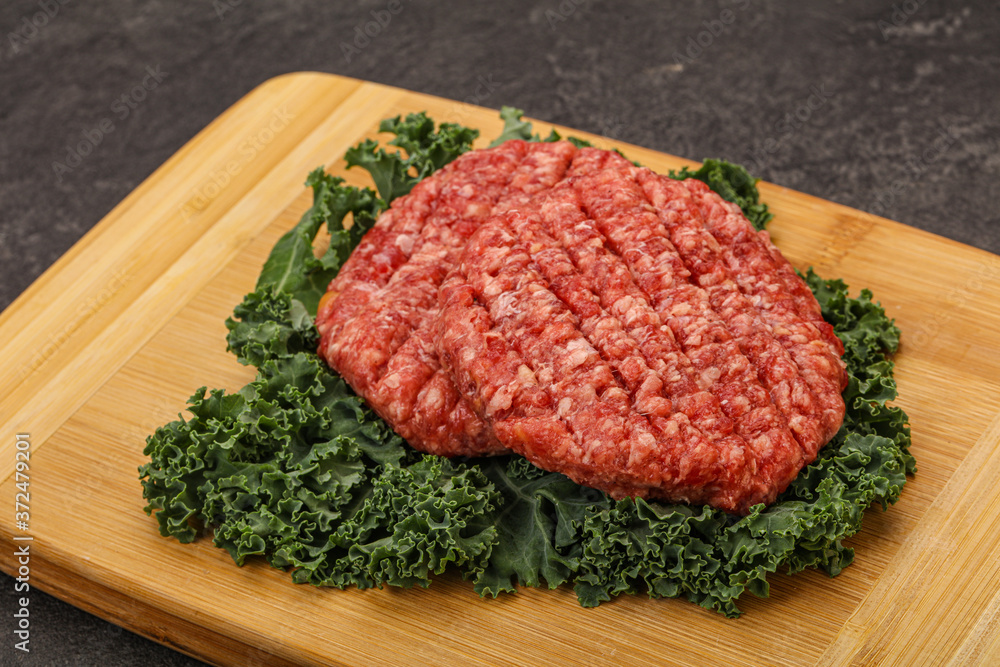 Raw beef burger cutlet for cooking Raw beef burger cutlet for cooking
