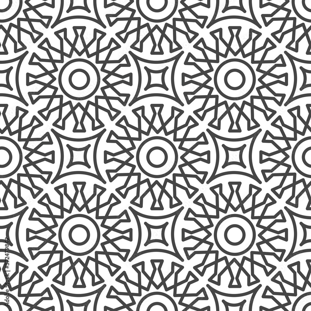 Fototapeta premium Seamless geometric pattern in arabic style. Black and white texture