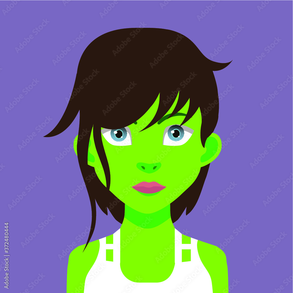 Avatar face with hair and eyebrow - Vector Avatar face with hair and eyebrow - Vector