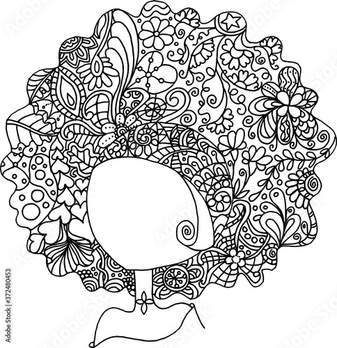 vector illustration flower hair lady