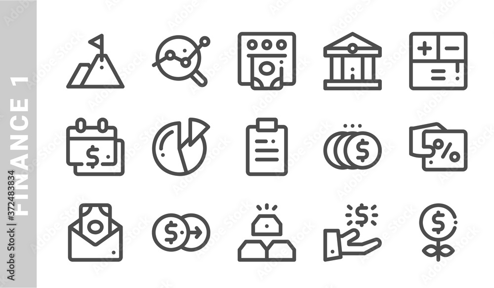 finance 1 icon set. Outline Style finance 1 icon set. Outline Style
