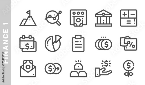 finance 1 icon set. Outline Style