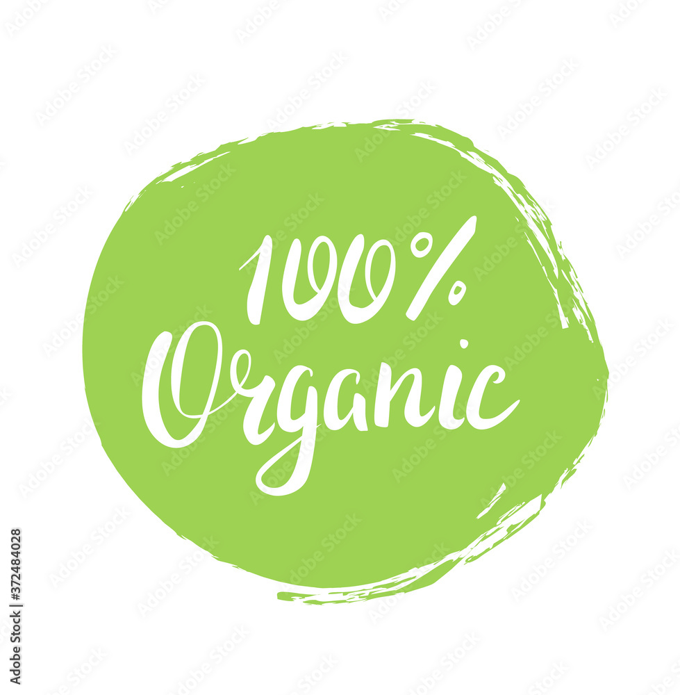 100% Organic sign with hand drawn doodle green circle and lettering. - Vector 100% Organic sign with hand drawn doodle green circle and lettering. - Vector