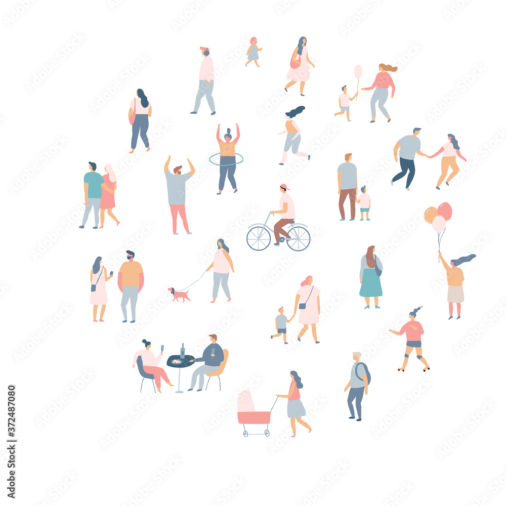 Flat vector people background. Crowd. Different People vector set.