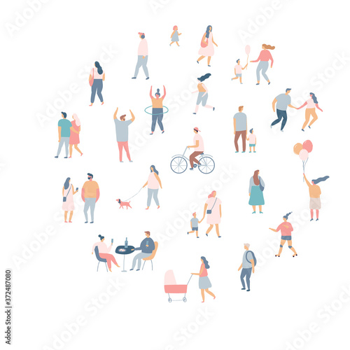 Flat vector people background. Crowd. Different People vector set.