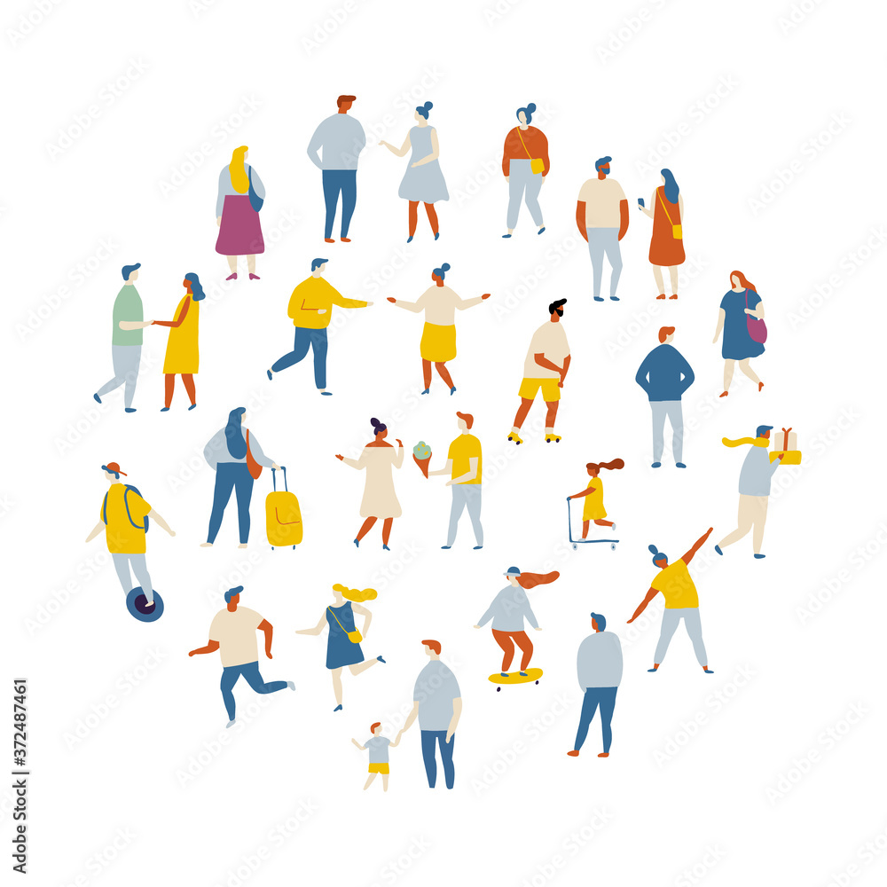 Flat vector people background. Crowd. Different People vector set.