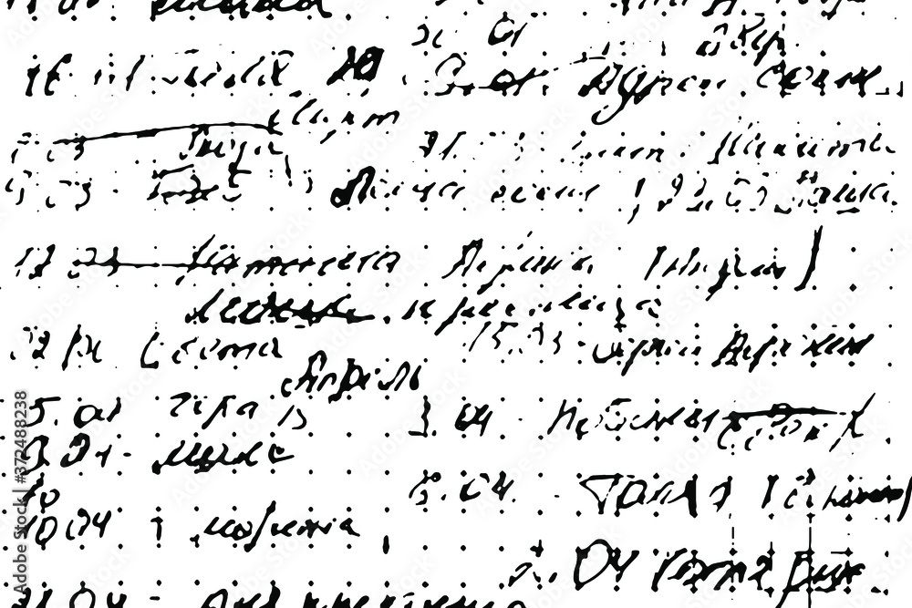 Grunge texture of an unreadable inked draft. Monochrome background sloppy illegible hand-written notes from the deletions and corrections. Overlay template. Vector illustration Grunge texture of an unreadable inked draft. Monochrome background sloppy illegible hand-written notes from the deletions and corrections. Overlay template. Vector illustration