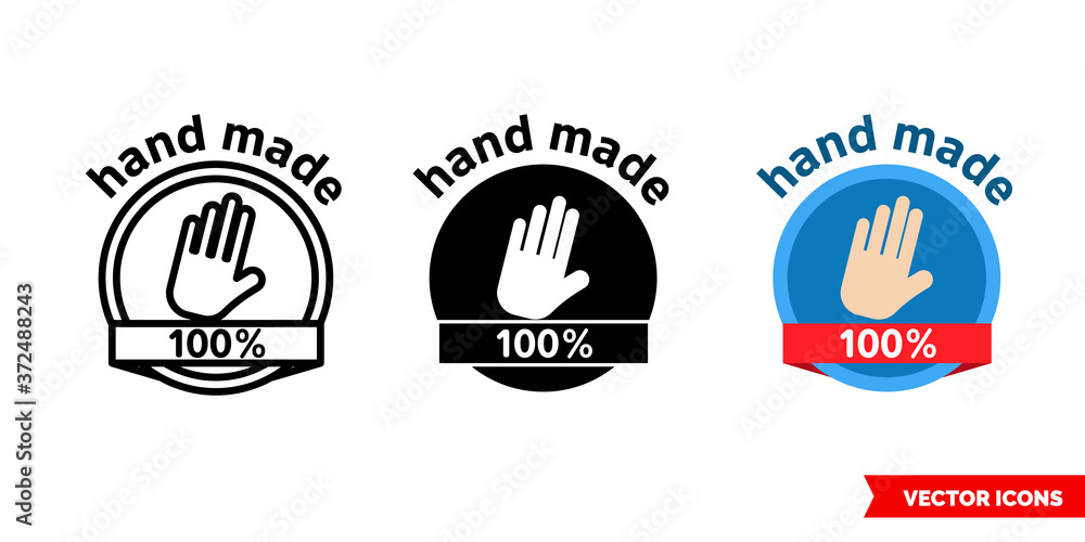 Hand made icon of 3 types color, black and white, outline. Isolated vector sign symbol.